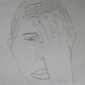 Drawing of a person looking ashamed