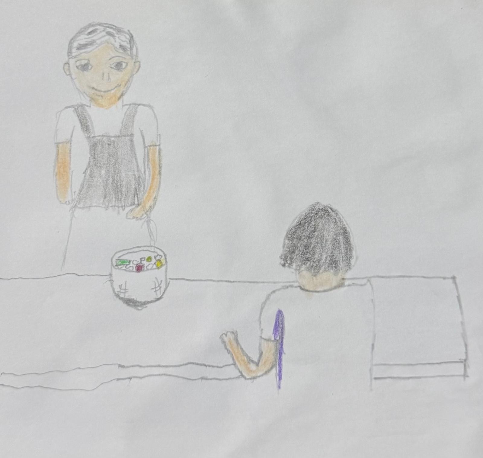 Drawing of a food stall