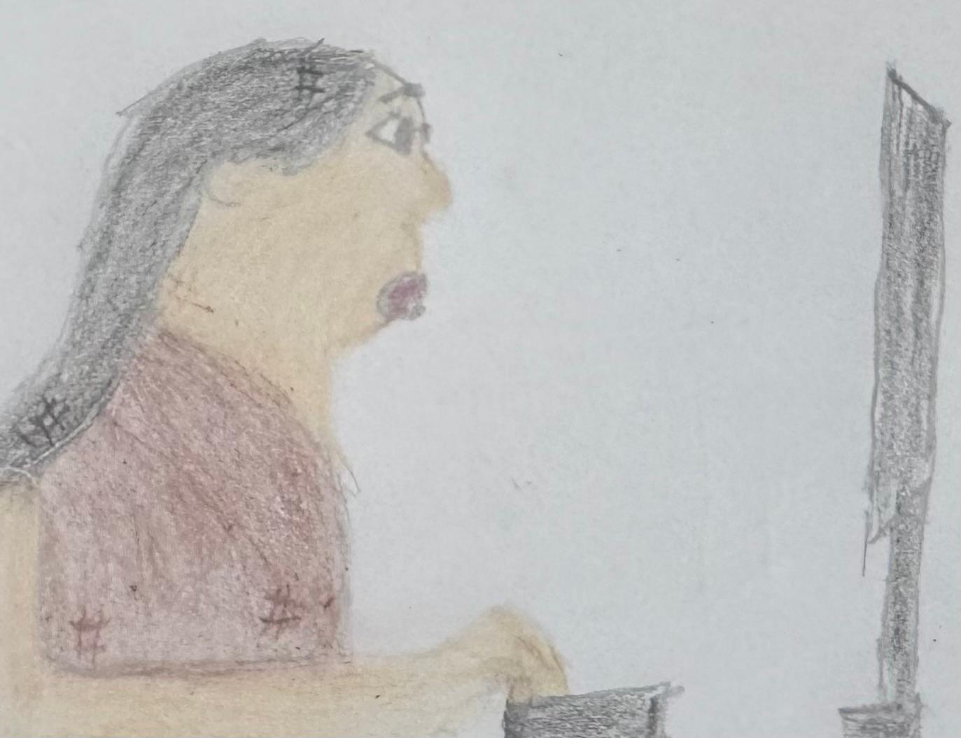 Drawing of a person using a computer